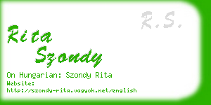 rita szondy business card